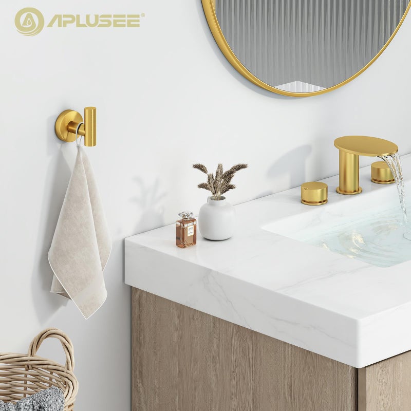 APLusee Robe Towel Hook, SUS 304 Stainless Steel Modern Home Storage Coat Hanger, Brushed Gold Wall Hook for Bath Toilet Kitchen Garage - Image 2